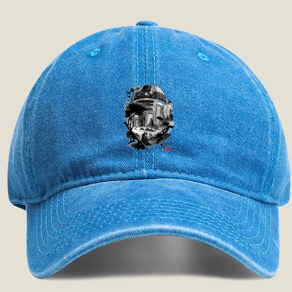 Star Wars: R2-D2 and Jedi in Zen Landscape - Washed Denim - Baseball Cap