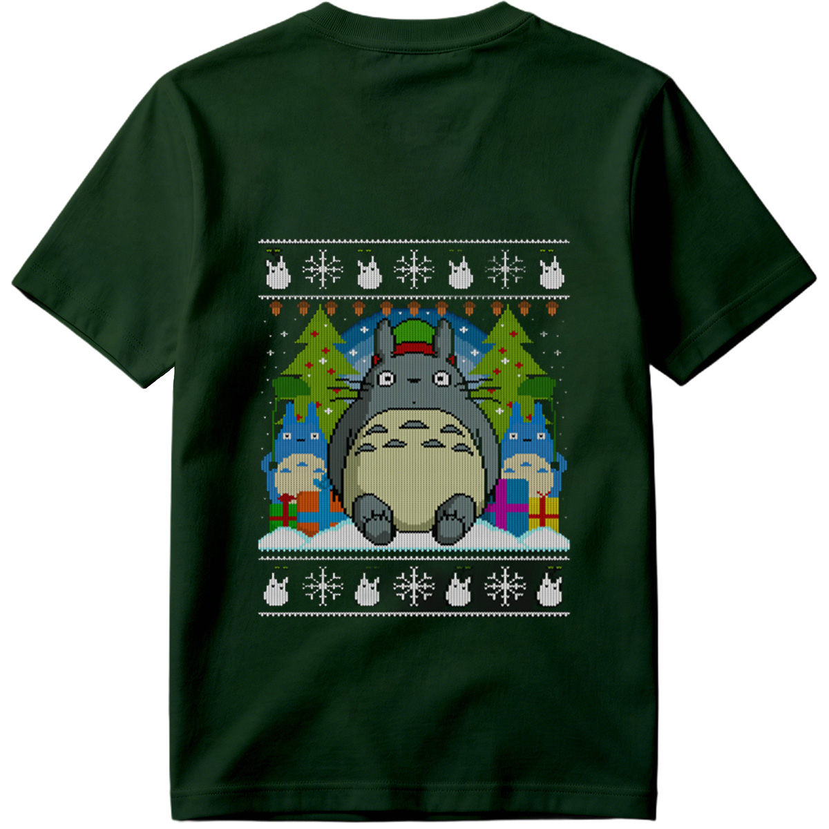 Totoro Christmas Knit Pattern - Tee