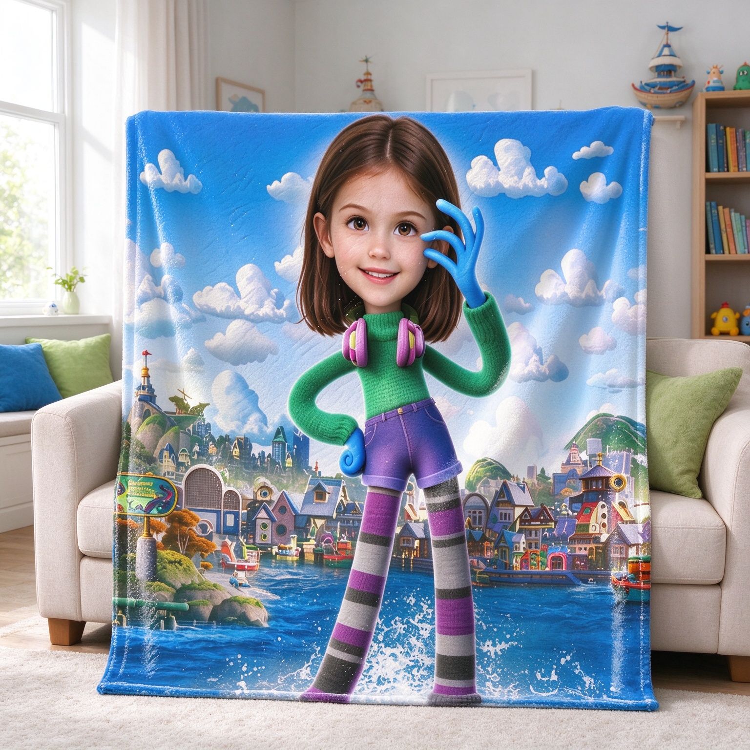 Custom Face Photo Blanket Personalized Flannel Fleece Throw Skin Friendly Plush Wrap for Sofa Bed Ideal Gift