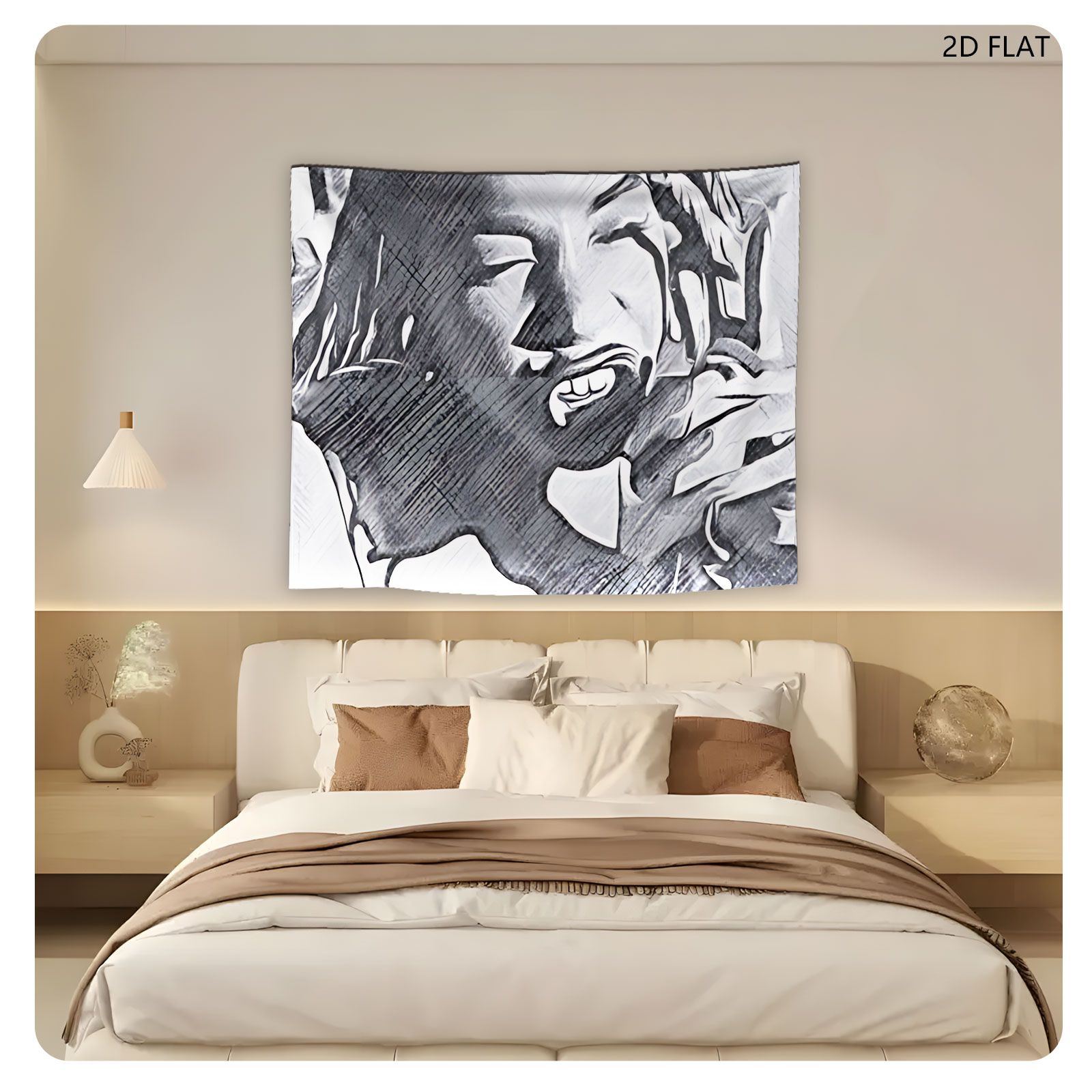 Woman Laughing with Braided Hair and Headphones - Tapestry