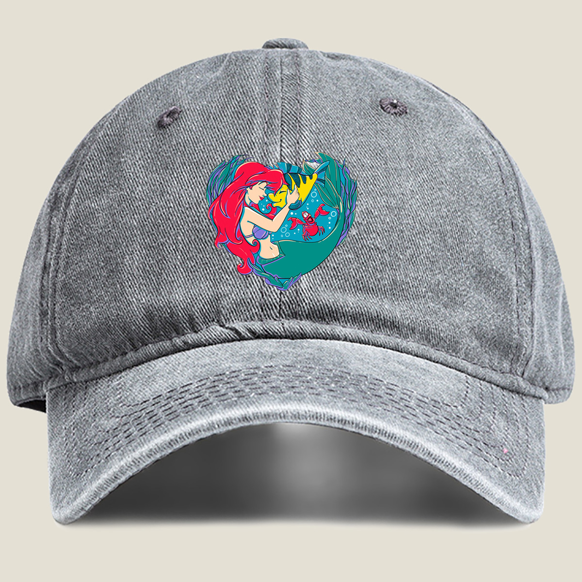 The Little Mermaid: Ariel and Sebastian - Washed Denim - Baseball Cap