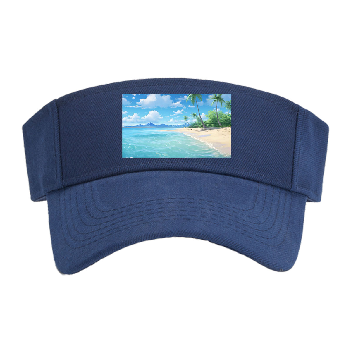 Tropical Beach with Palm Trees and Clear Blue Water -  Visor cap
