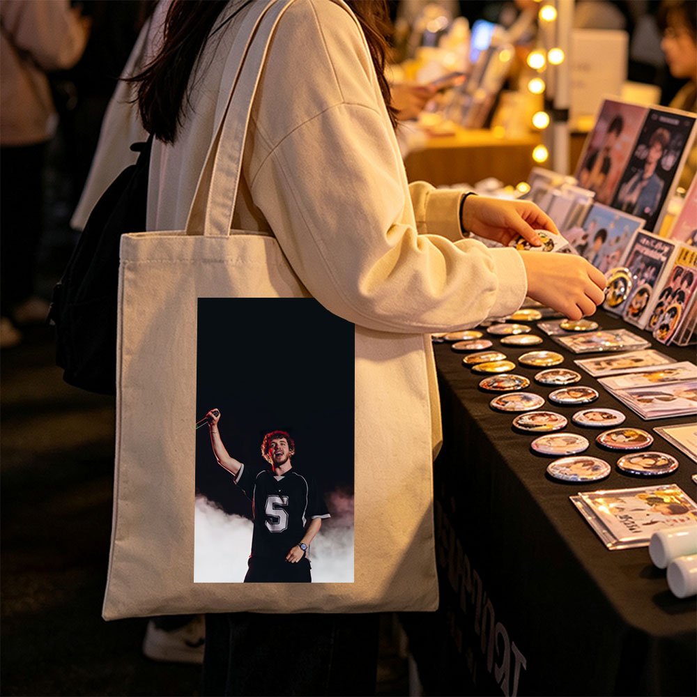 Lauv Performing on Stage with Microphone in Hand - Canvas tote bags