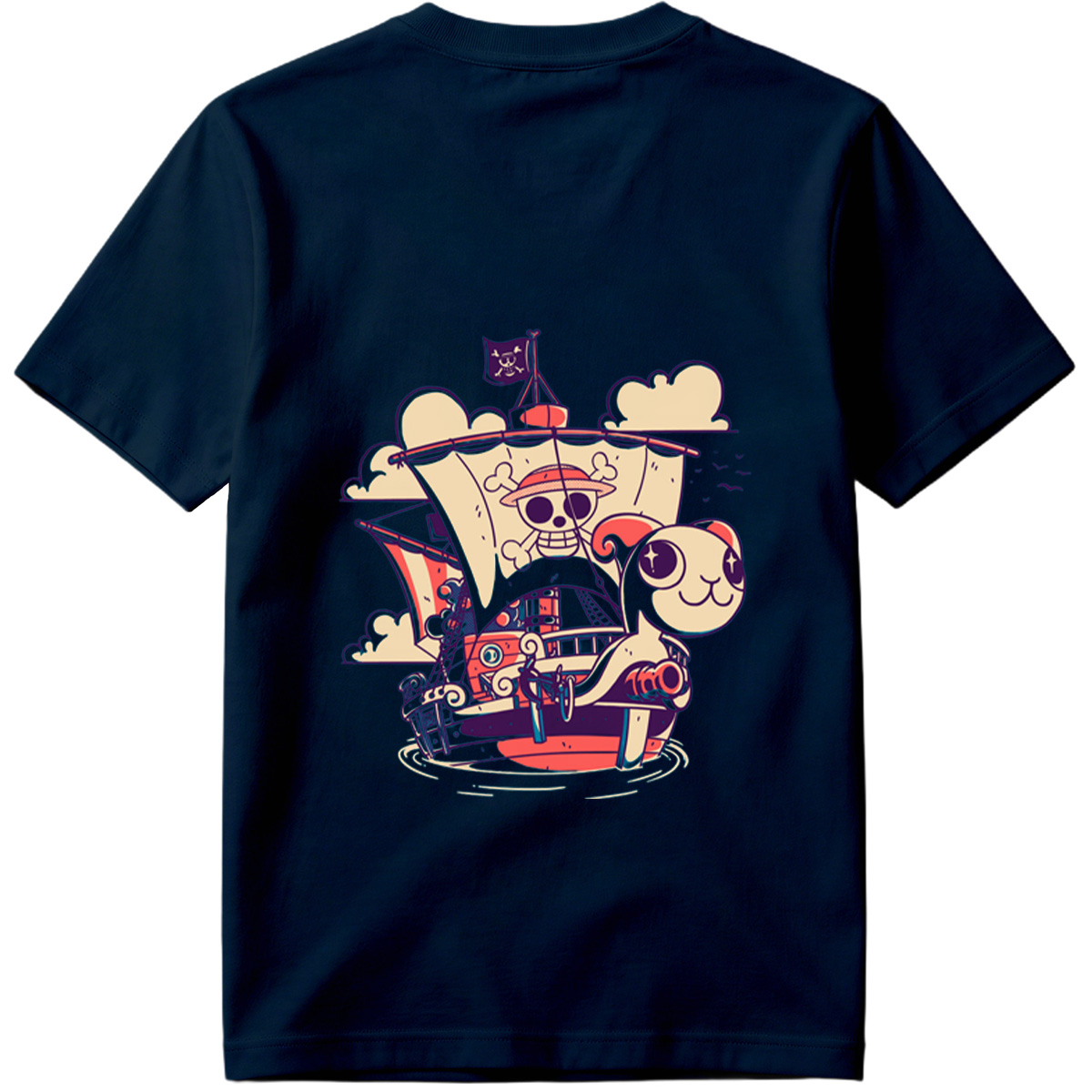 Pirate Ship with Cat and Skull Captain - Tee