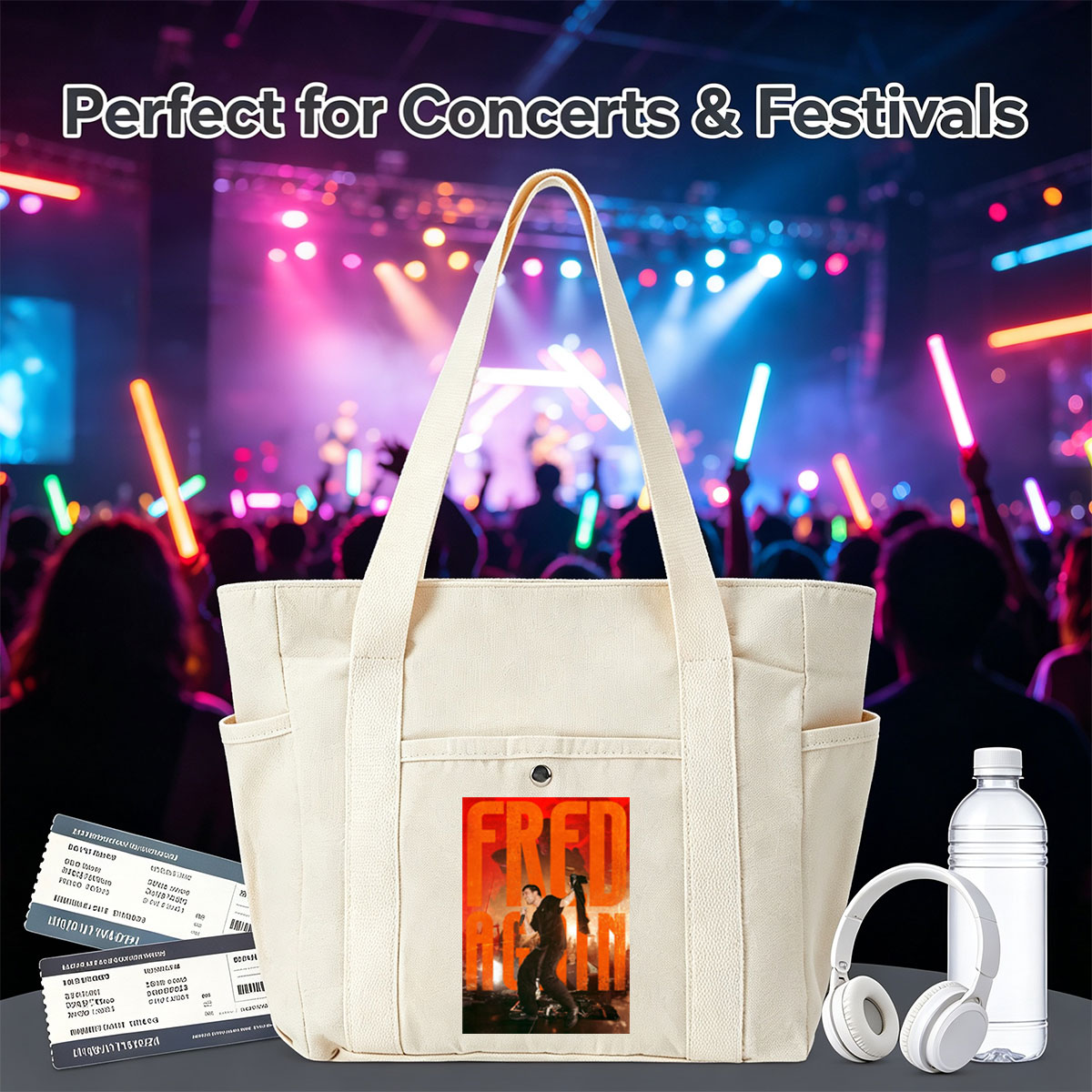 Fred Again Live Performance on Stage with Dynamic Lighting and Crowd Energy - Multi-pocket bags