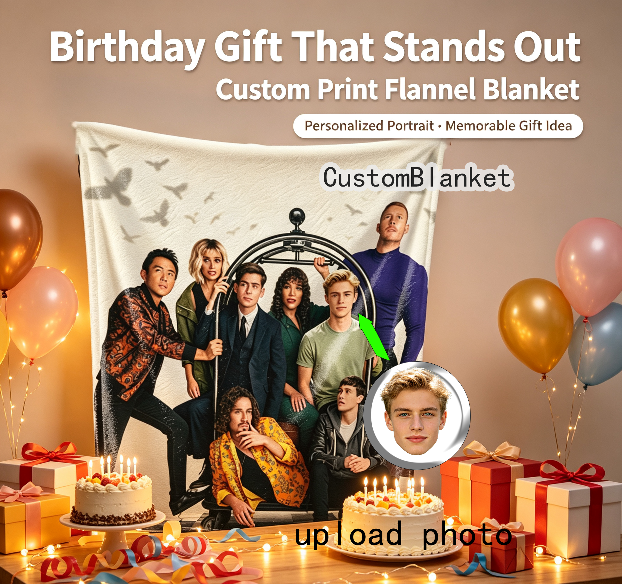 Custom Face Blanket The Umbrella Academy Flannel Blanket Cozy Home Decor Gift for Fans and Collectors