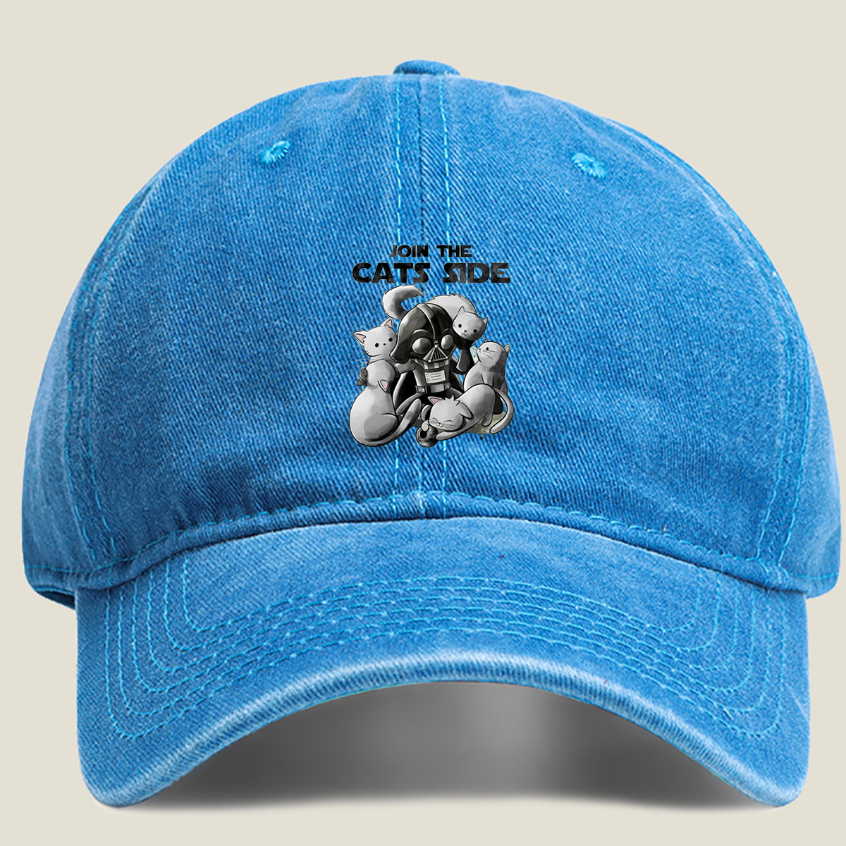 Join the Cats Side: Darth Vader and Kittens - Washed Denim - Baseball Cap