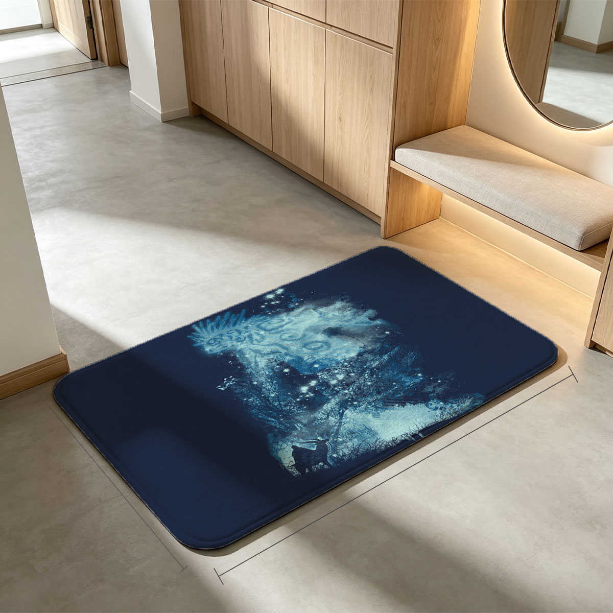 Frozen Kingdom: Ice Spirit and Winter Forest - Flannel floor mat