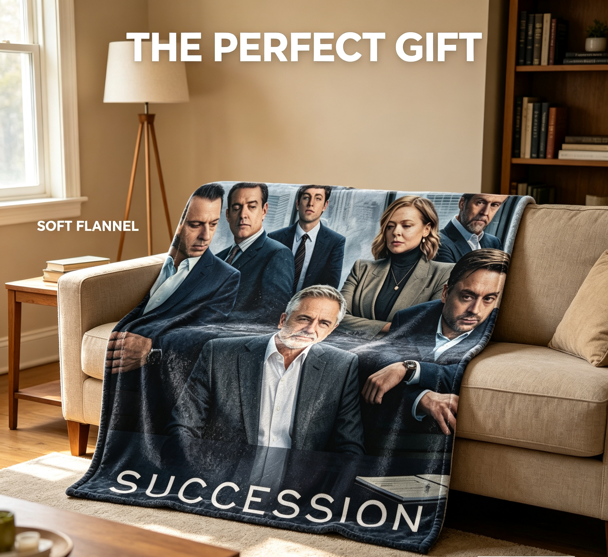 Custom Face Blanket Succession TV Show Characters Flannel Blanket Perfect for Fans Office or Home Use Ideal Gift for Drama Lovers