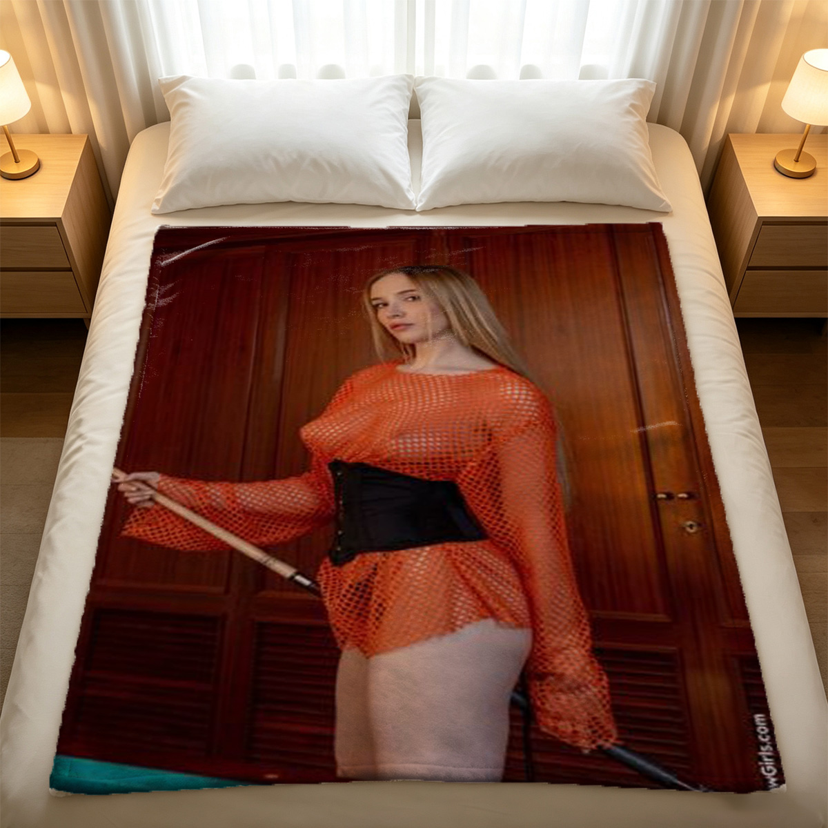 Alexis Texas in red lingerie on bed - Blanket