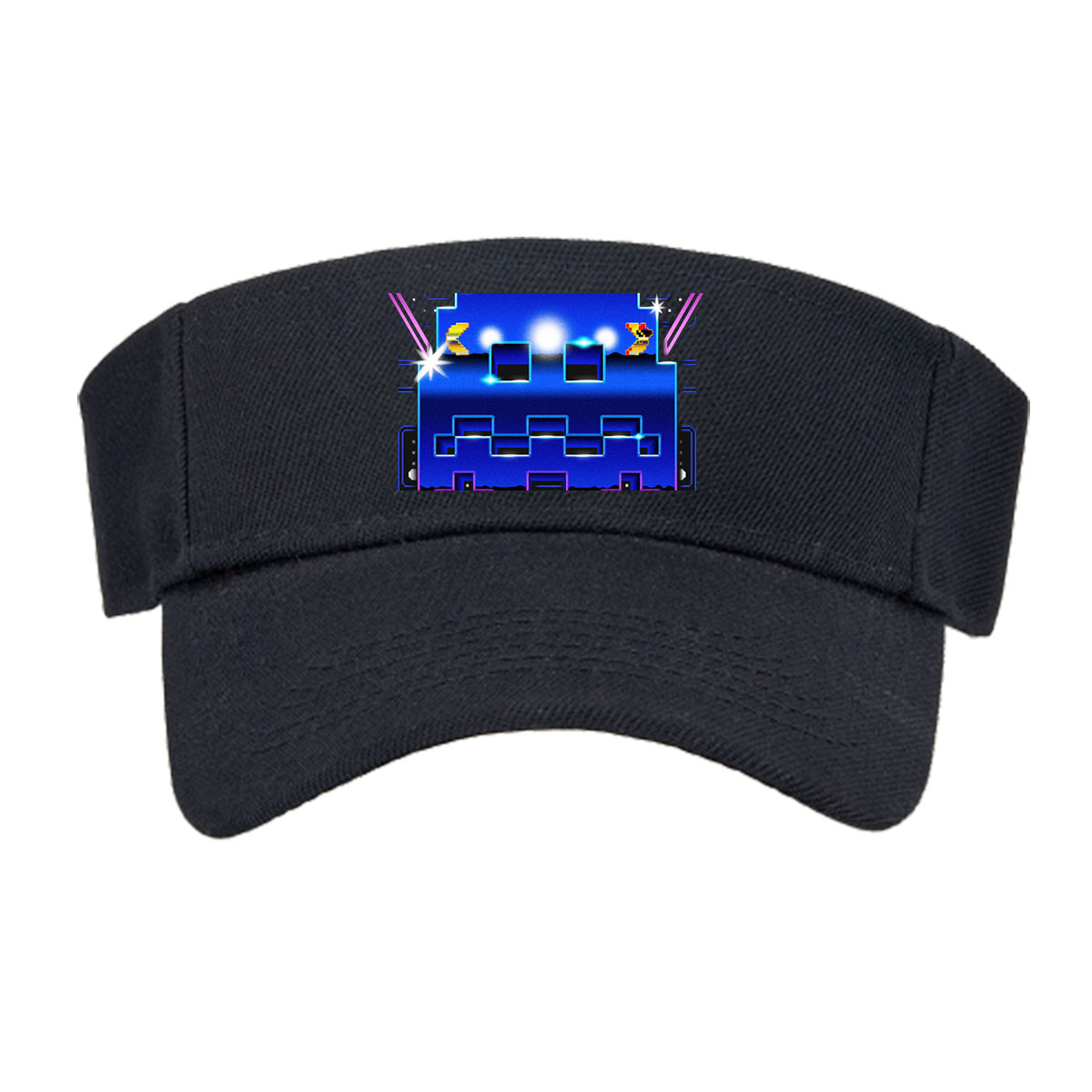 Pac-Man and Ghost in Neon Pixel Maze Adventure -  Visor cap