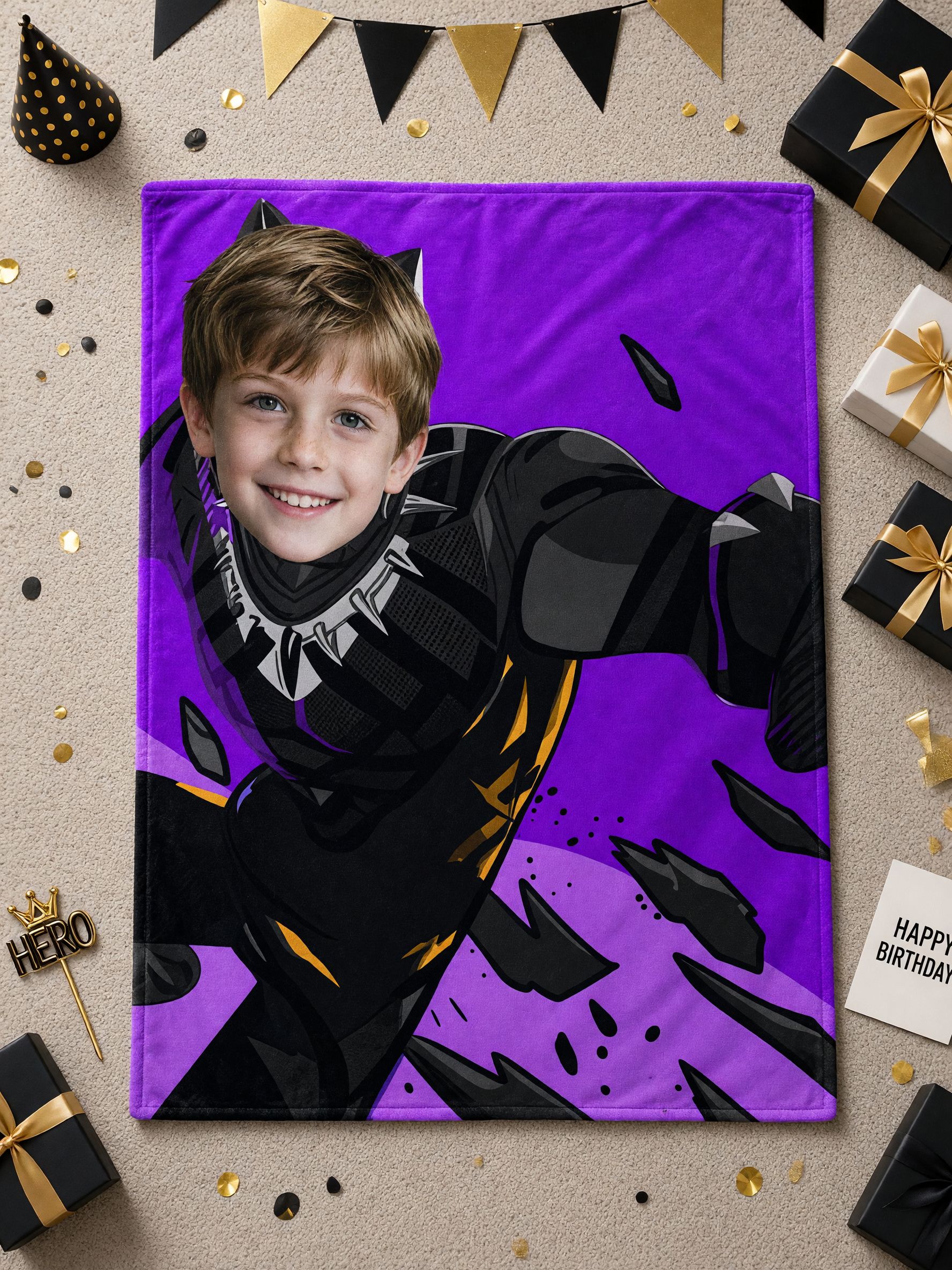Custom Photo Face Superhero Flannel Blanket Ultra Soft Personalized Hero Graphic Throw for Kids and Adults Bed Couch