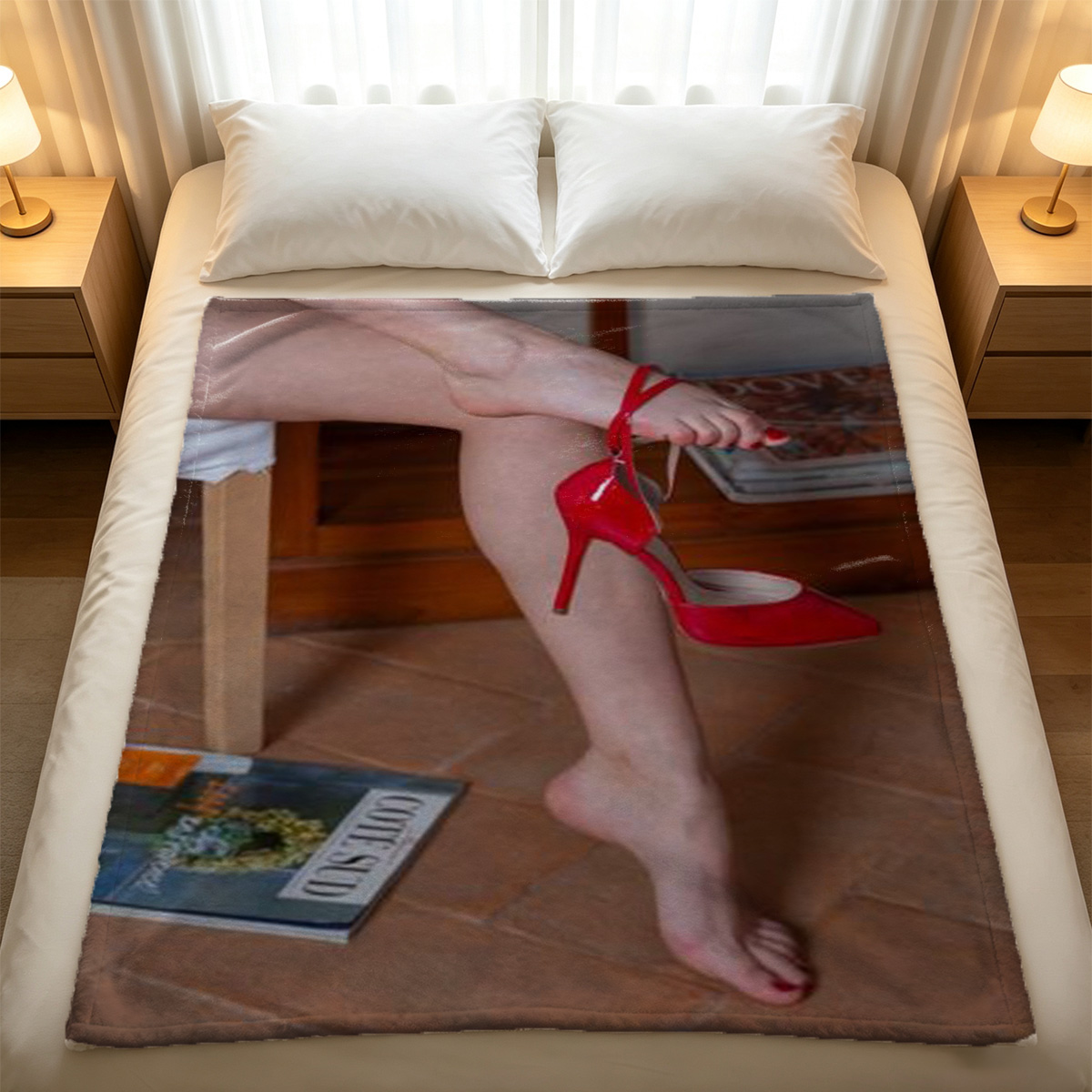 Megan Fox nude in high heels leaning in doorway. - Blanket