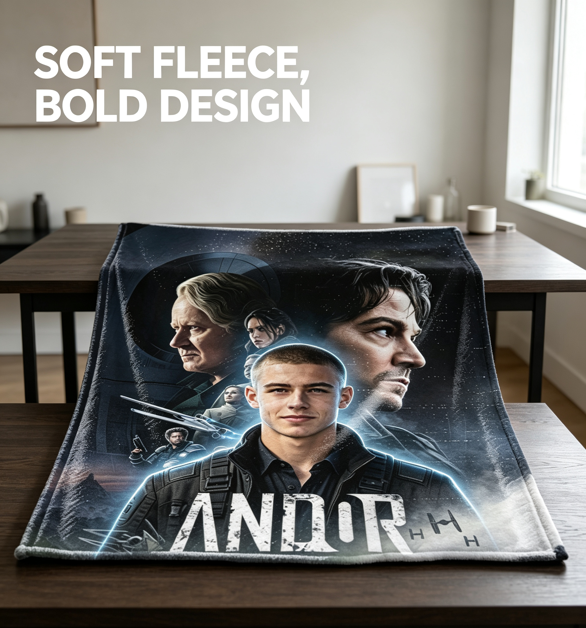 Custom Face Blanket Andor Star Wars Series Flannel Blanket for Fans and Collectors – Perfect Gift or Giveaway for Movie Enthusiasts