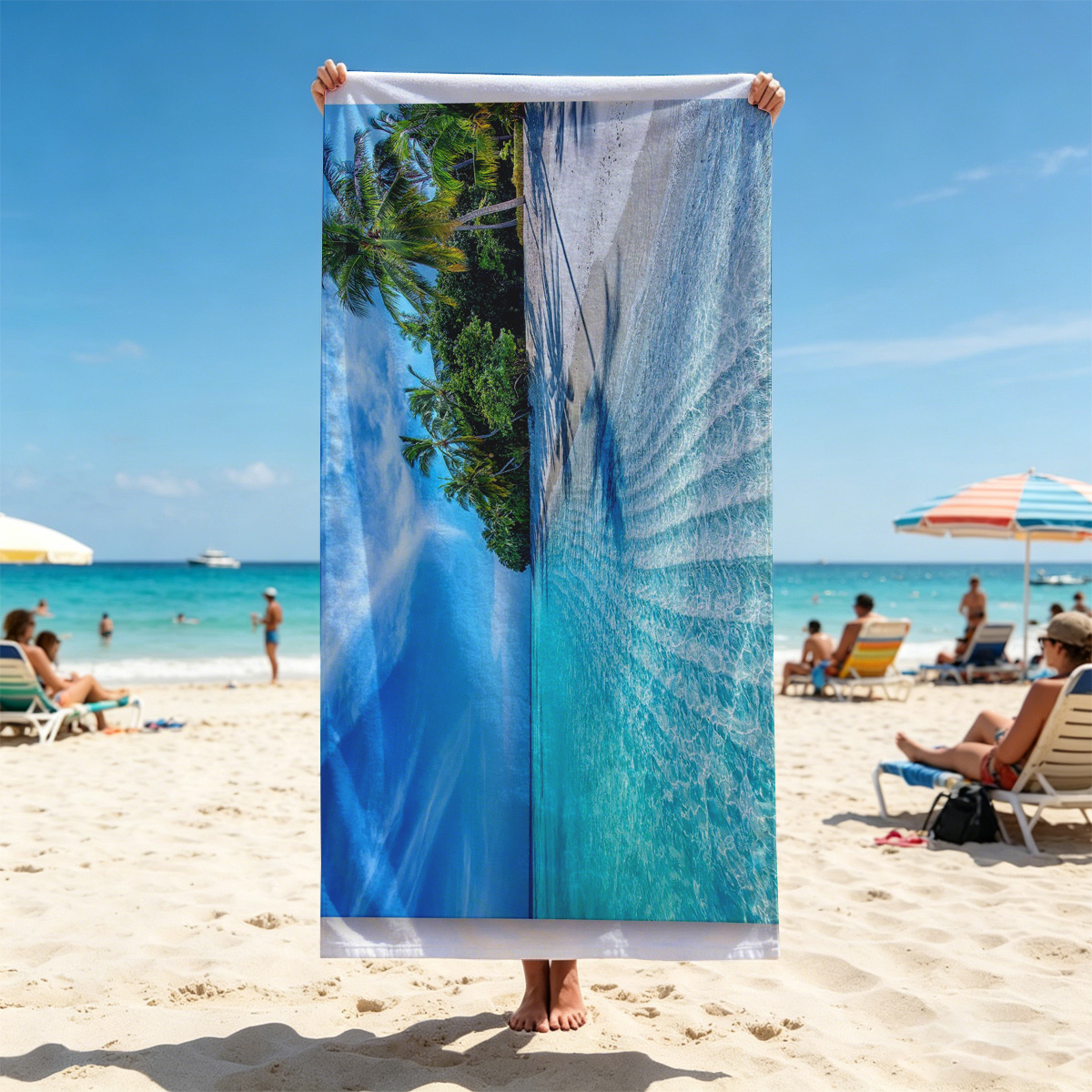 Tropical Beach with Crystal Clear Water and Palm Trees - Beach towels