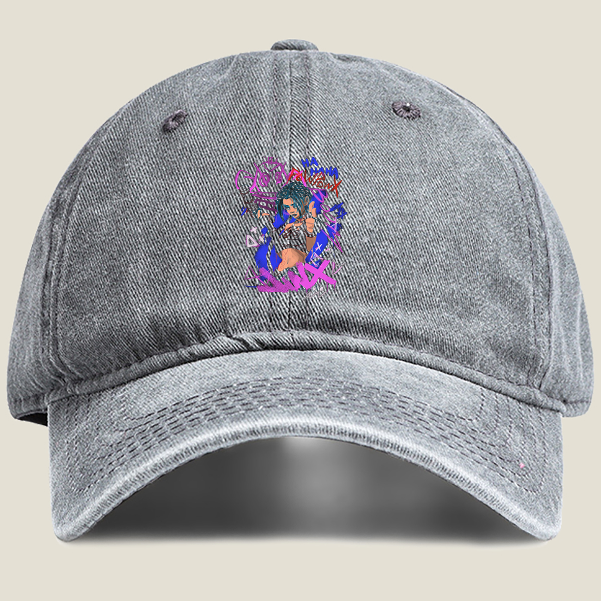 Cindy the Hacker: Cyberpunk Chaos - Washed Denim - Baseball Cap