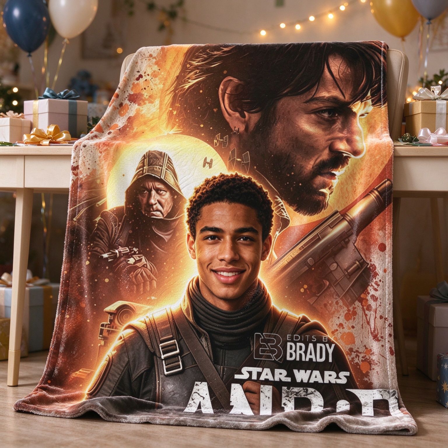Custom Photo Face Flannel Blanket Personalized Sci-Fi Action Poster Soft Cozy Warm Fleece Throw Blanket Unique Keepsake