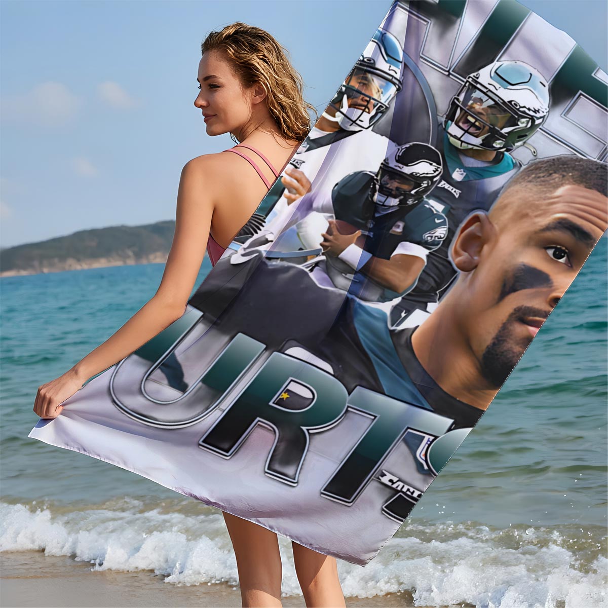 Jalen Hurts - Philadelphia Eagles Quarterback Highlight - Beach towels