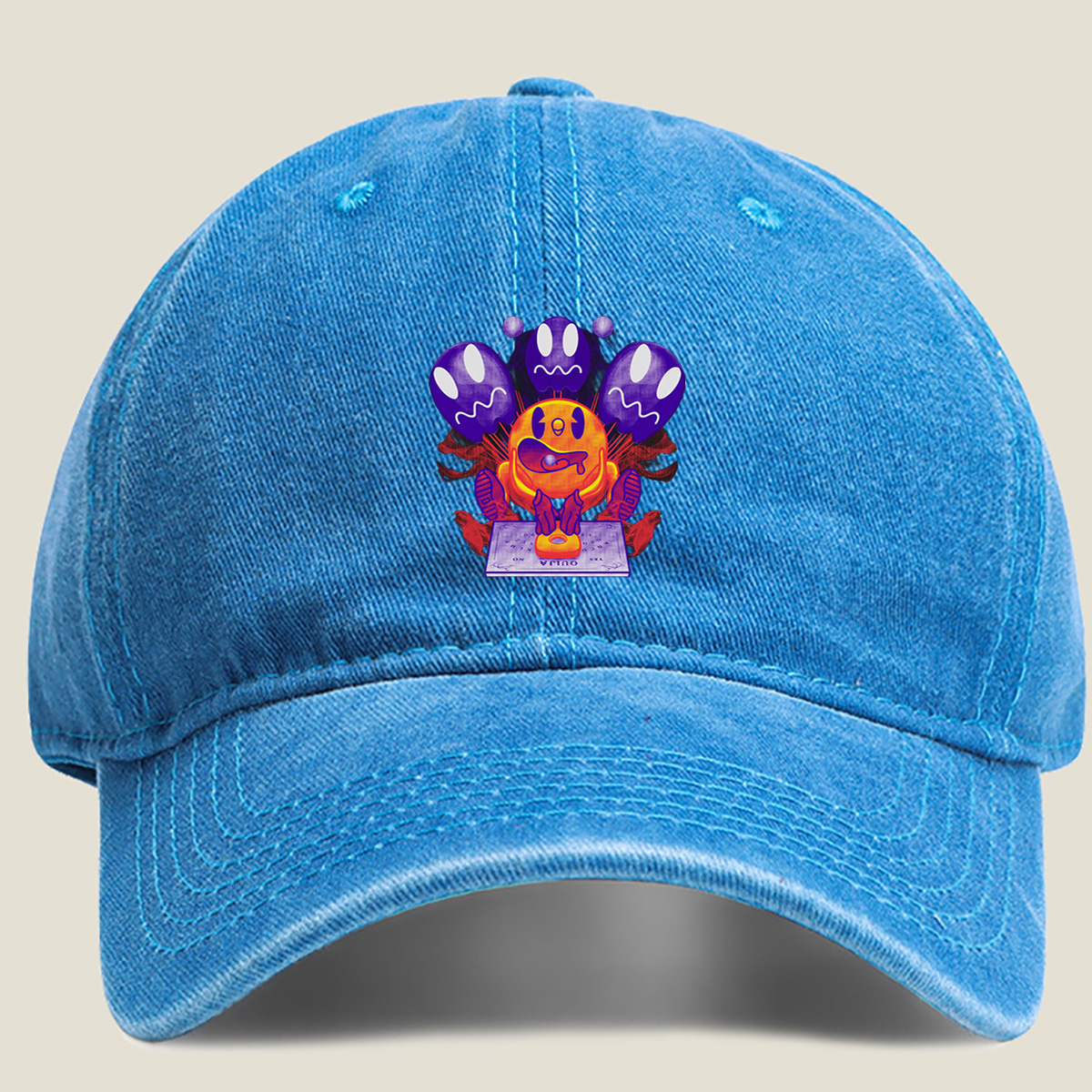 Pac-Man and Ghosts Ouija Board - Washed Denim - Baseball Cap