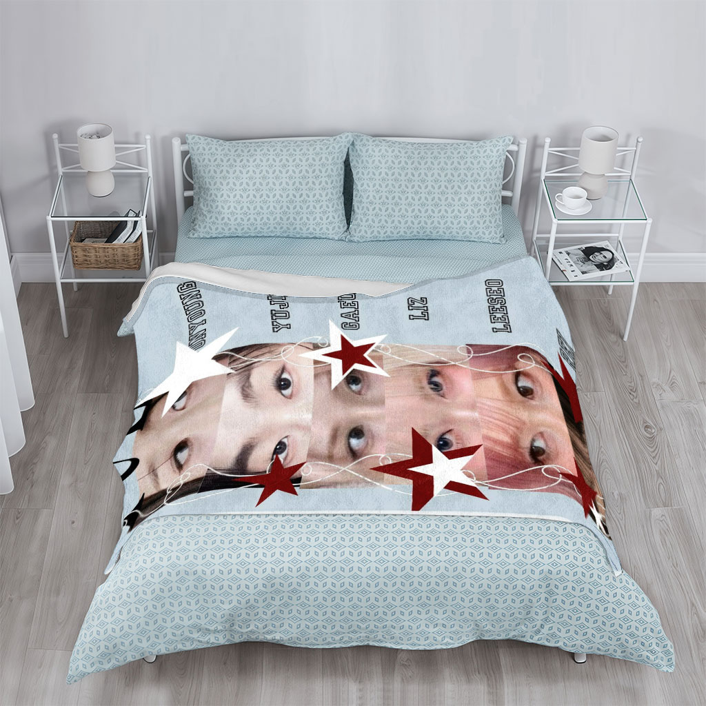 IVE Members Close-Up Eyes Portrait with Stars and Names - Blankets