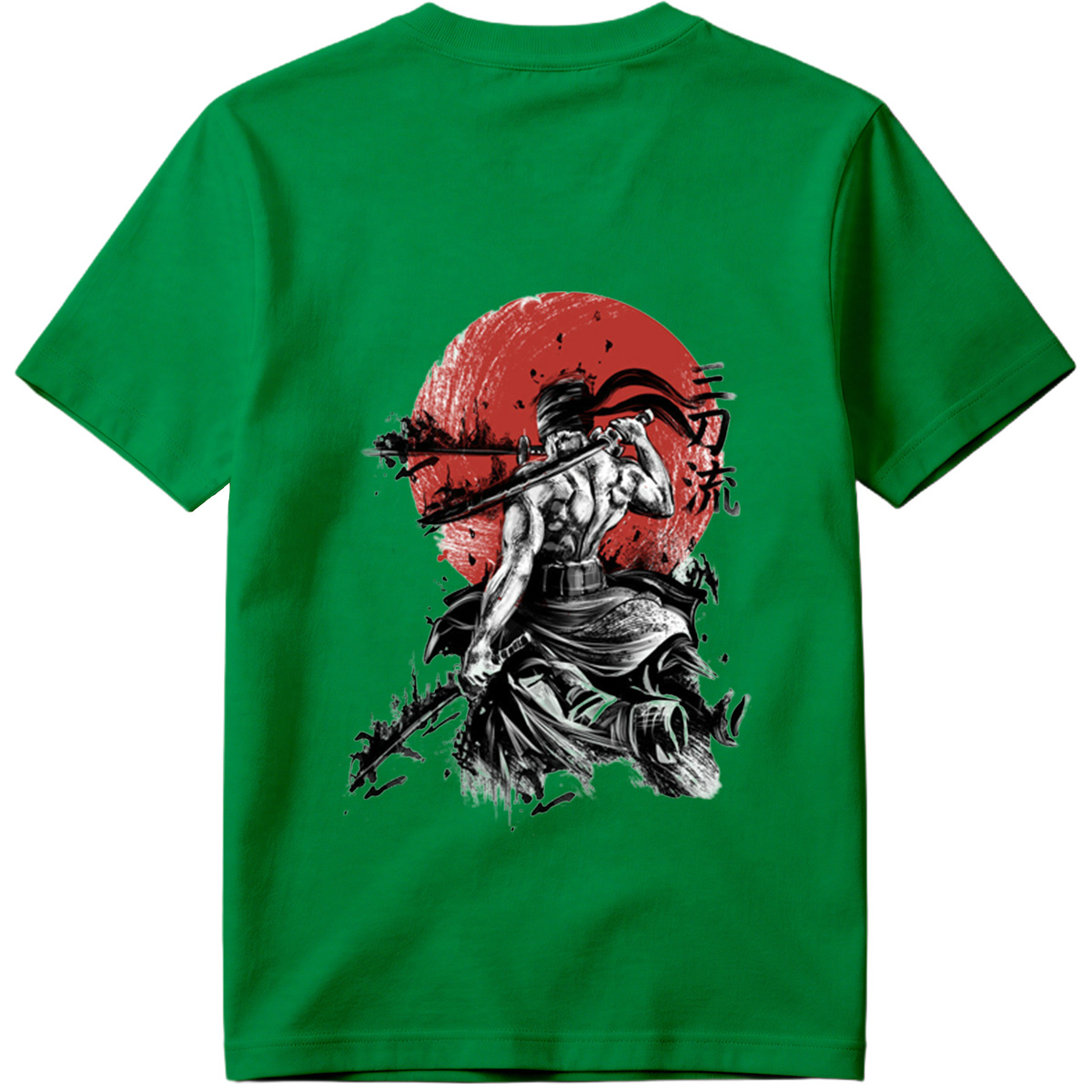 Samurai Warrior with Dual Swords Against Red Sun - Tee