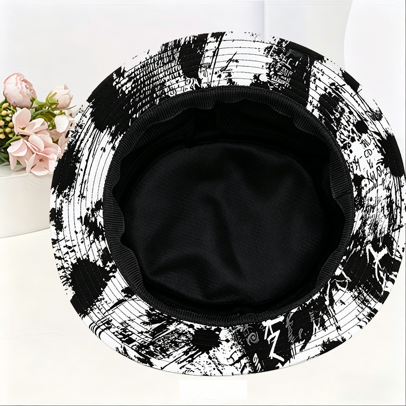 Unisex Classic Graffiti Bucket Hat with Rainbow Apple Crayon Scissors Print #LAMAAETA - Perfect for Casual Outings, School Events, and Art Activities - Ideal for Teens and Adults Who Love Creative Streetwear Style
