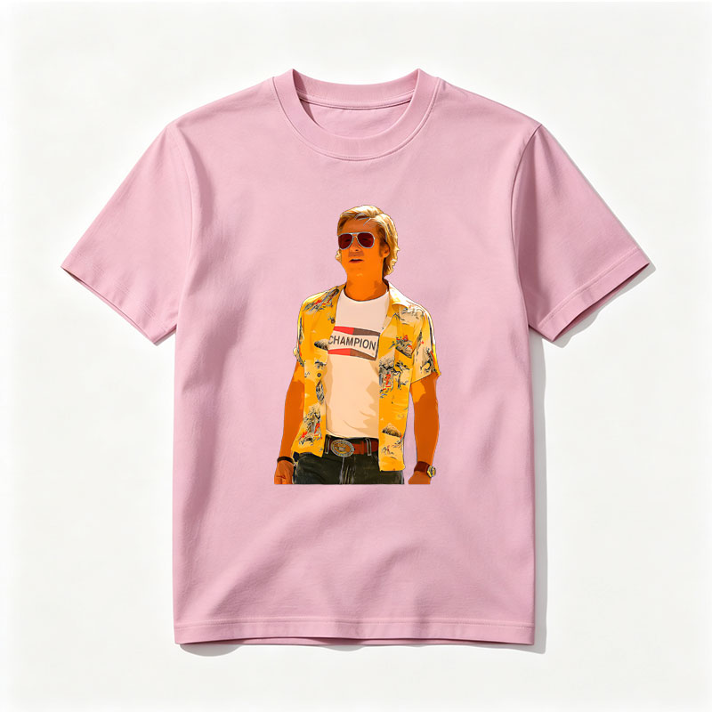 Luke Bryan in a Vibrant Yellow Hawaiian Shirt and Champion Tee - Tee