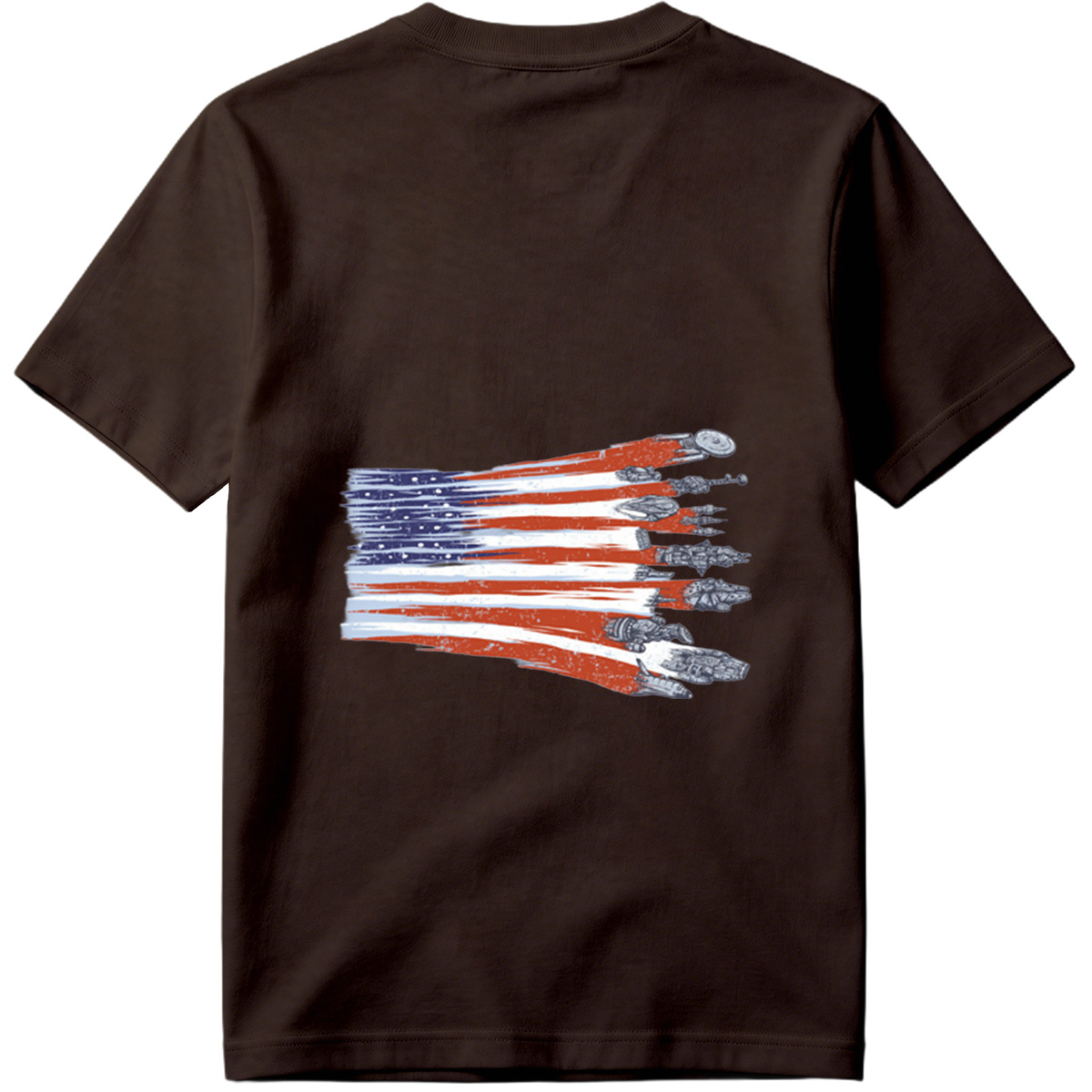 Star Trek and Star Wars Ships in American Flag Design - Tee