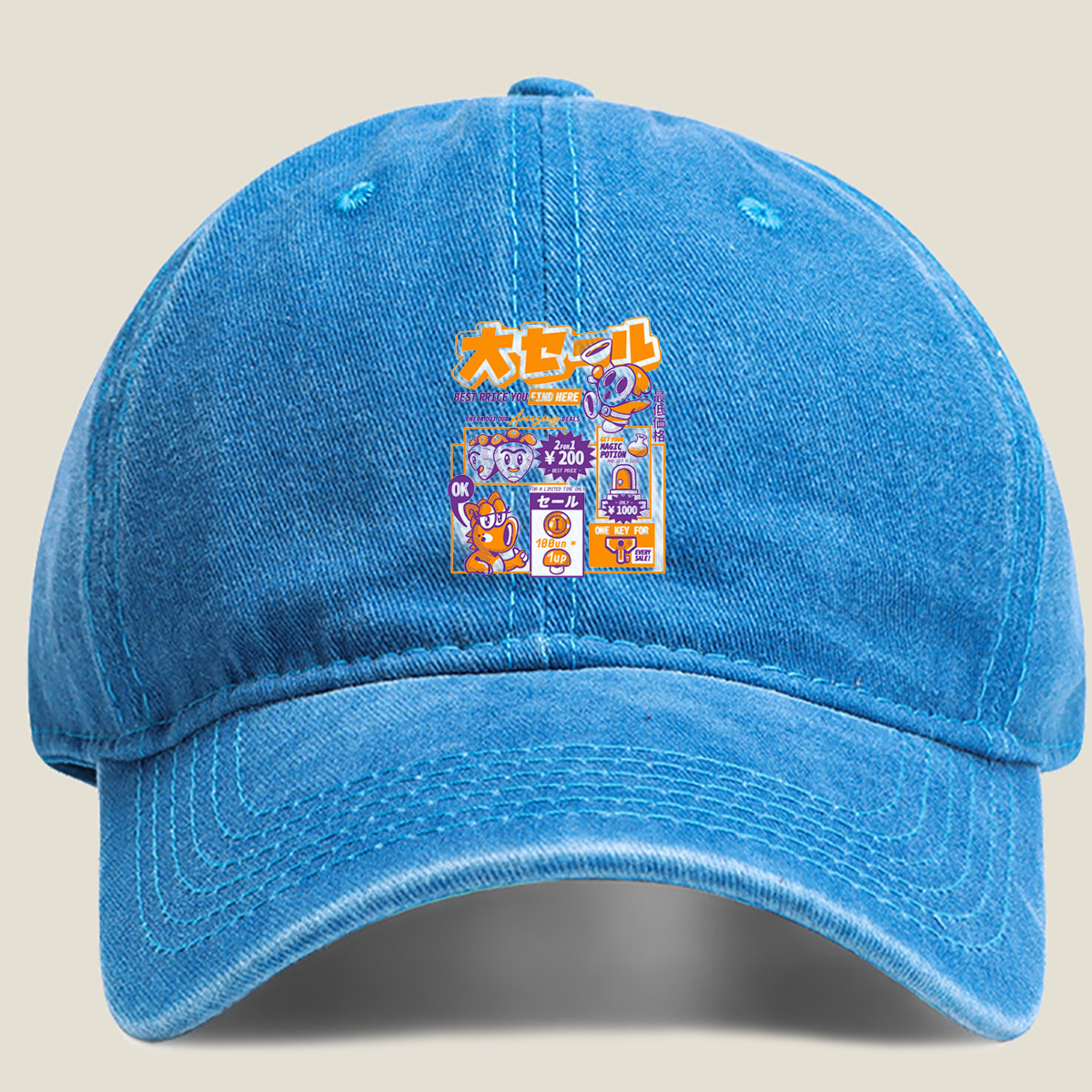 Kirby and King Dedede Big Sale Adventure - Washed Denim - Baseball Cap