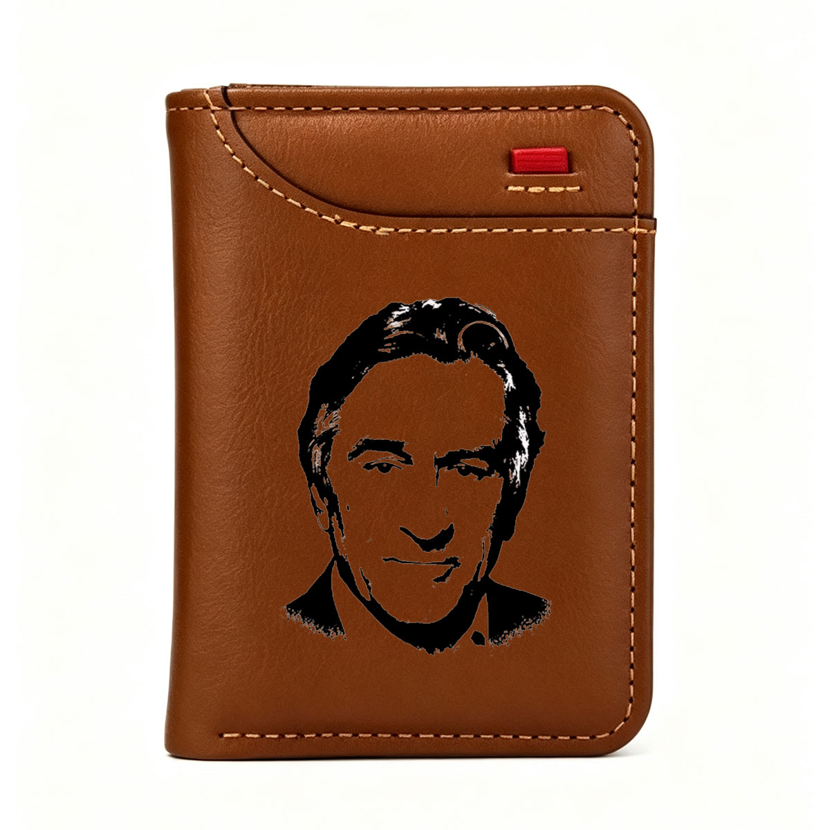 Line Art Portrait of a Man with Detailed Facial Features - Vertical Style Wallet