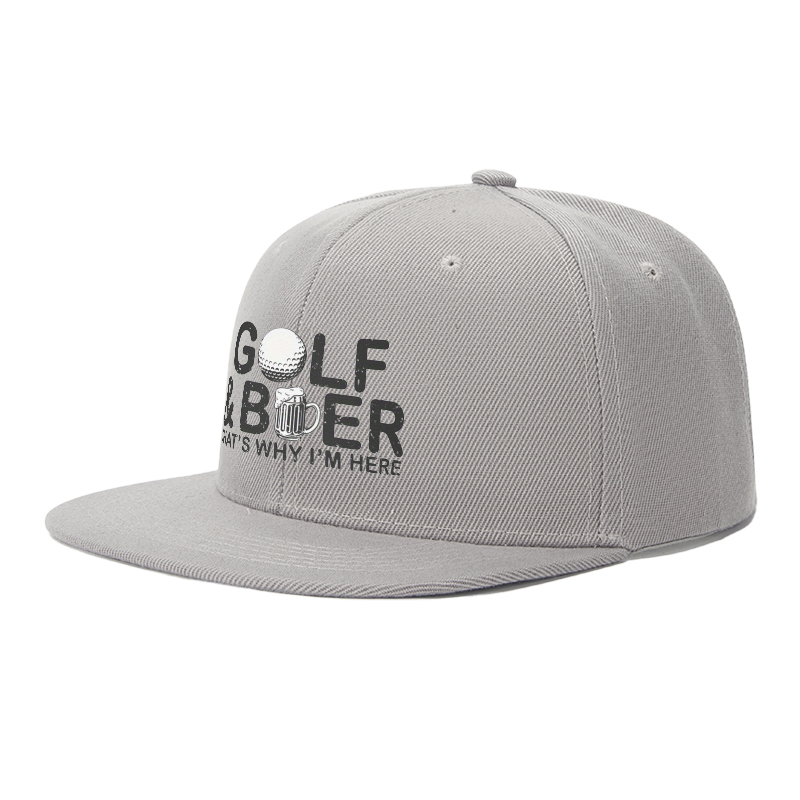 Flat Brim Baseball Cap Golf and Beer That's Why I'm Here Streetwear Underground Skate Style for Basketball Court Street Skate Park Wear by Skaters Rappers Urban Players