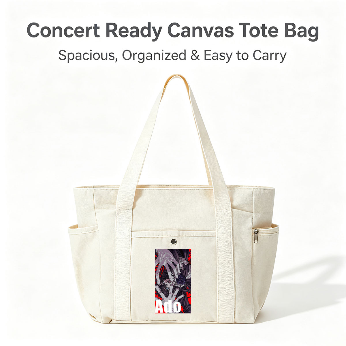 Ado - Dramatic Portrait with Hands and Rose on Red Background - Multi-pocket bags