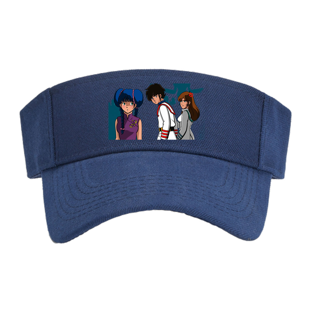 Lum, Ataru, and Mendou from Urusei Yatsura stand together in a dramatic pose against a dark, eerie backdrop. -  Visor cap