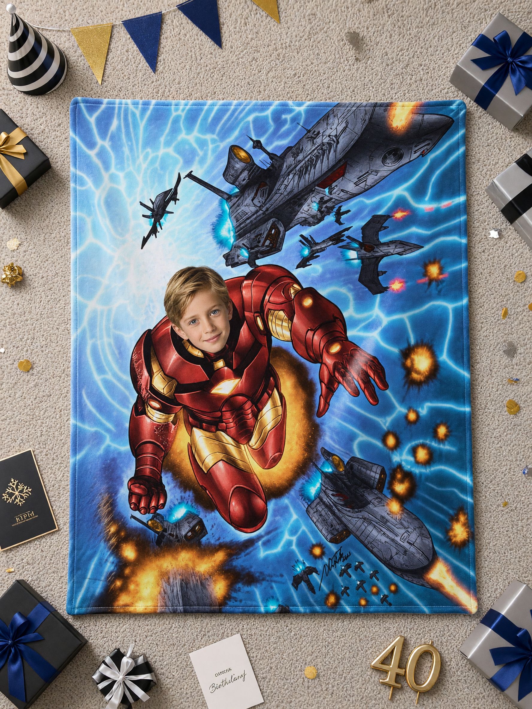 Custom Superhero Face Blanket Personalized Photo Flannel Throw Ultra Soft Cozy Fleece Wrap Ideal Gift for Kids