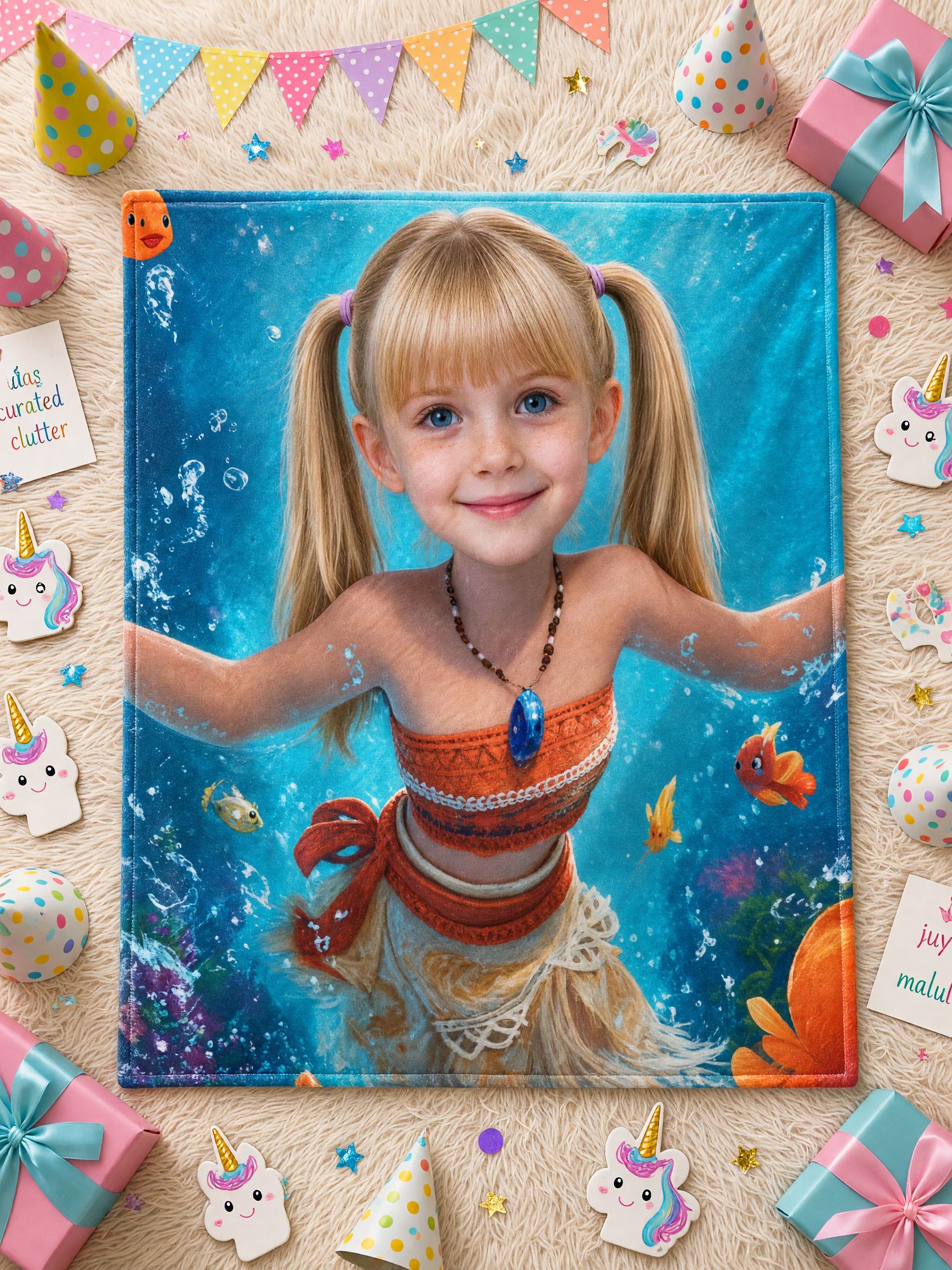 Custom Face Photo Blanket, Flannel Fleece Ocean Adventure Throw, Ideal Personalized Gift for Kids and Family