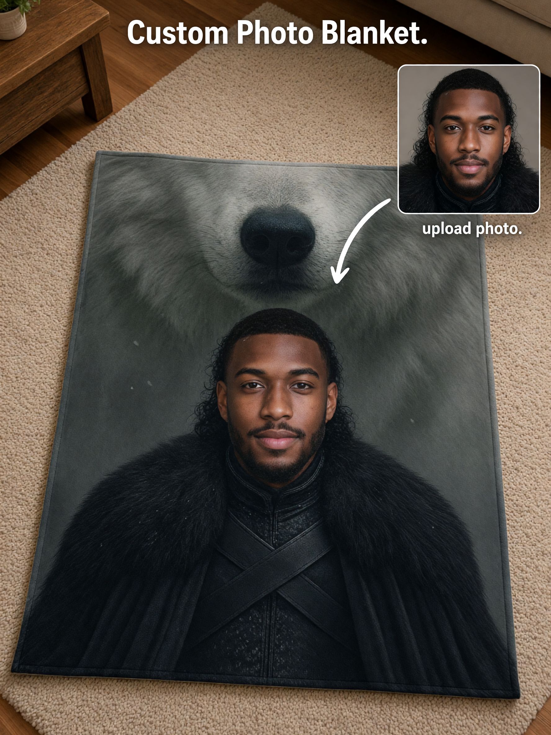 Custom Face Photo Flannel Fleece Blanket Personalized Portrait Throw Ultra Soft Anti-Pilling Cozy Bed Couch Gift