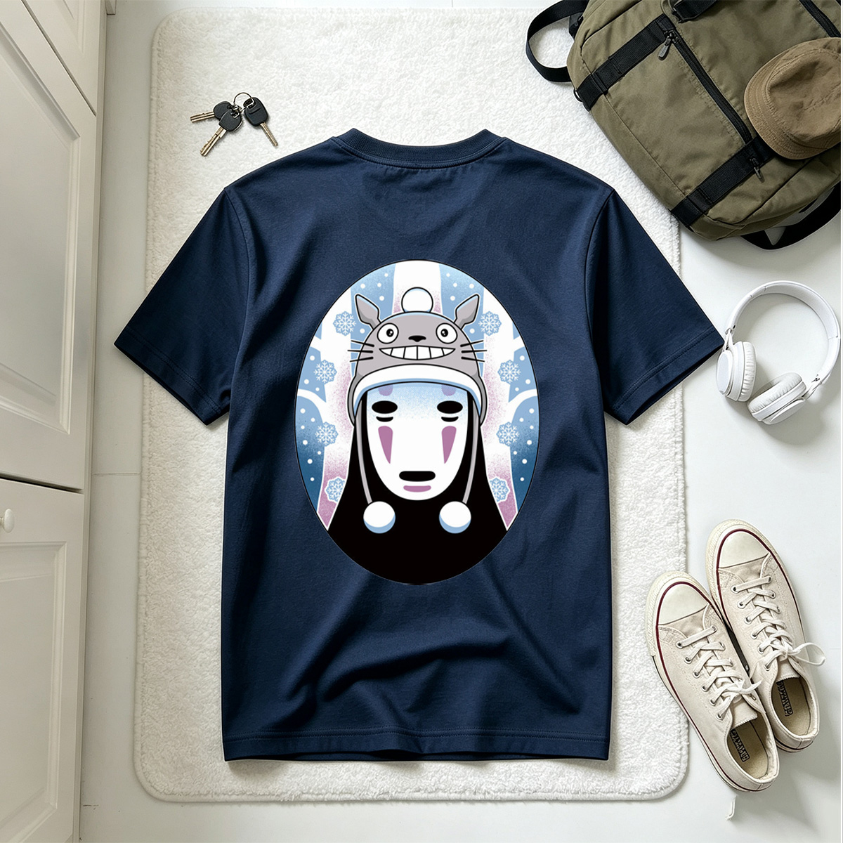 Totoro and No-Face Winter Fusion - Tee