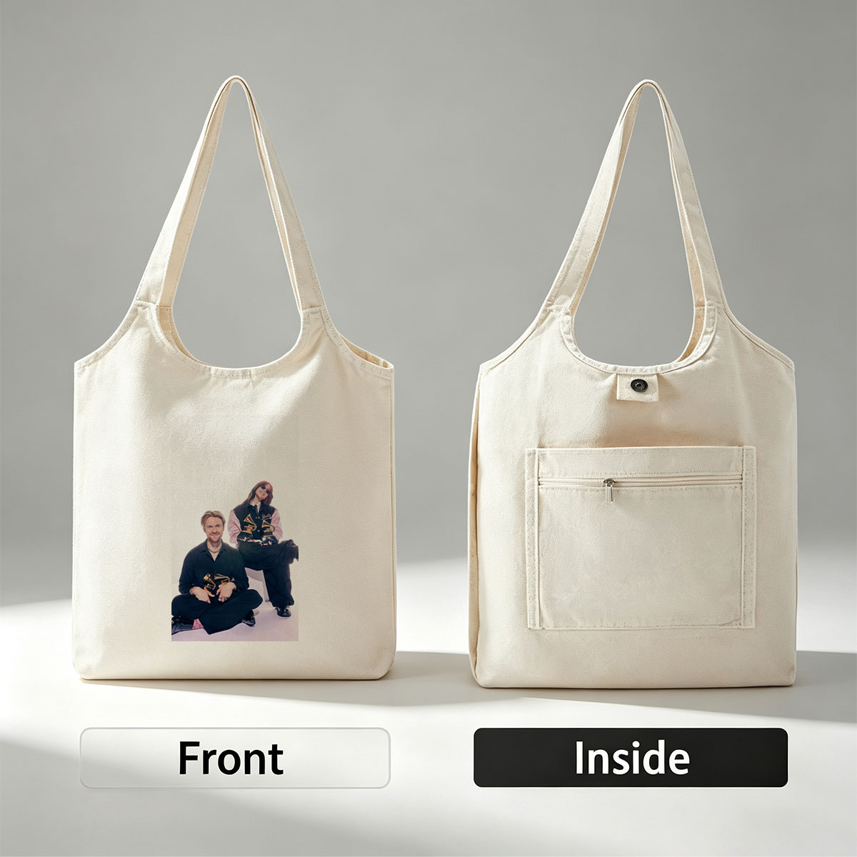 Billie Eilish and Finneas O'Connell at the Grammys with Their Awards - Canvas shoulder bags/