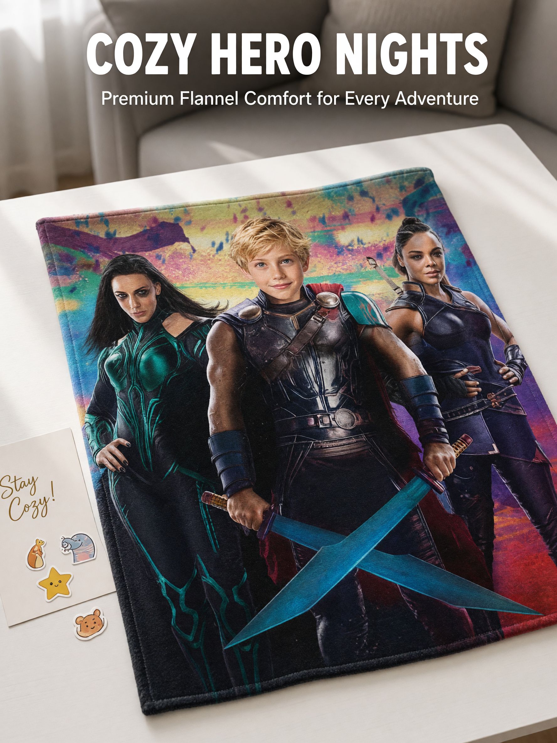Custom Face Photo Superhero Flannel Throw Blanket Ultra Soft Anti Pilling Plush Personalized Gift for Bed Sofa