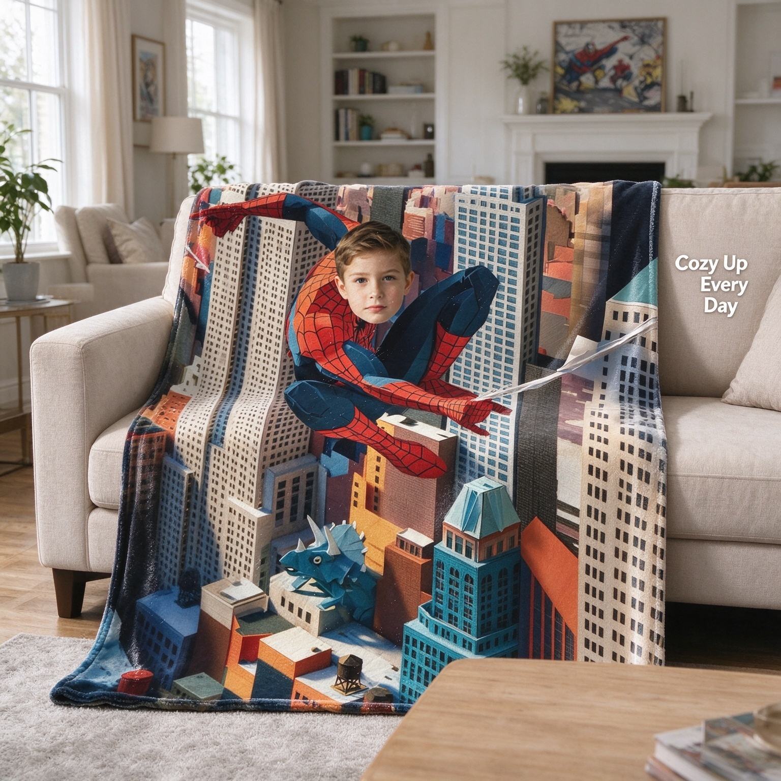 Personalized Superhero Photo Blanket Custom Face Flannel Fleece Throw for Kids and Fans Ideal Unique Birthday Gift