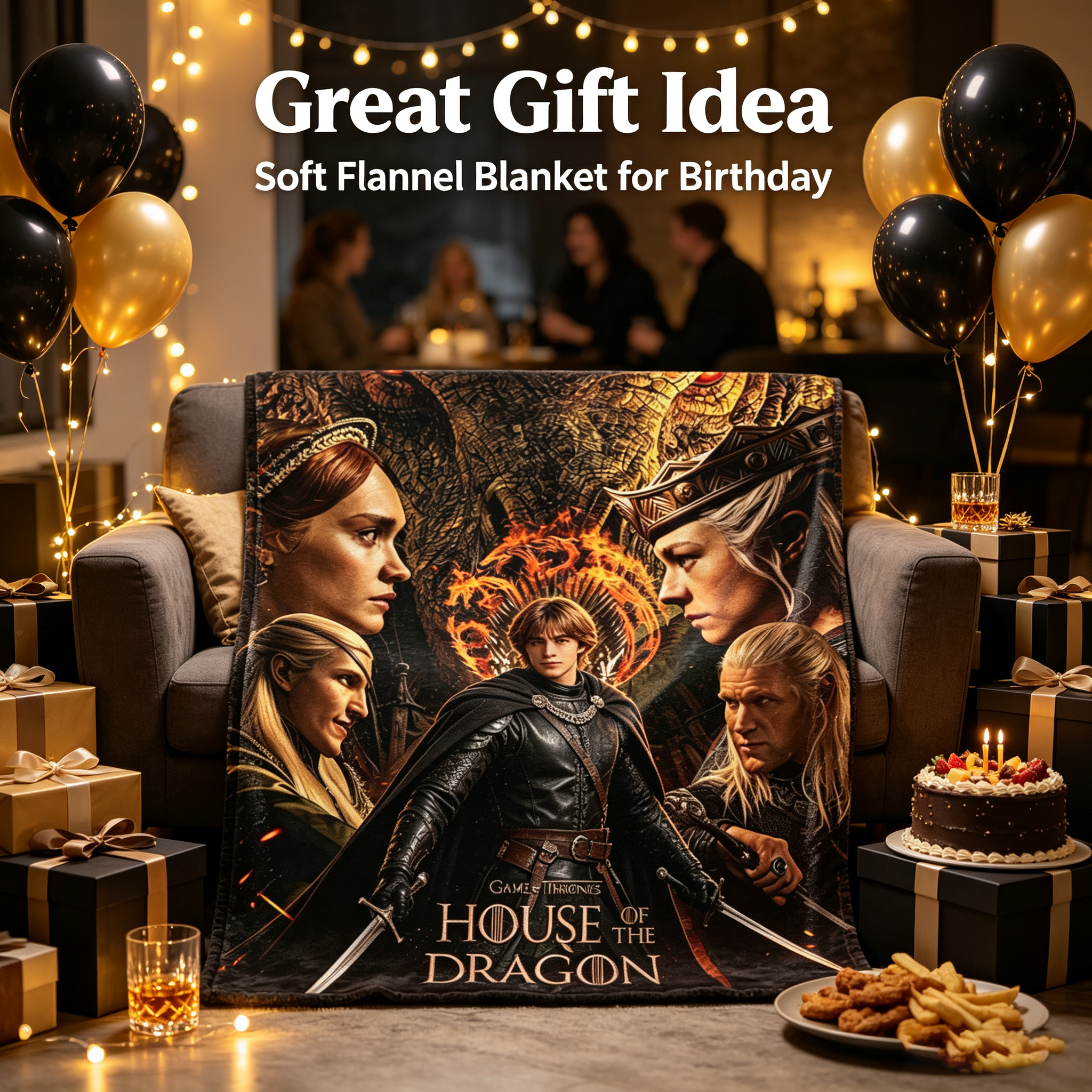 Custom Face Blanket House of the Dragon Flannel Blanket for Couch or Bedding Perfect Gift for Fans of Game of Thrones Series