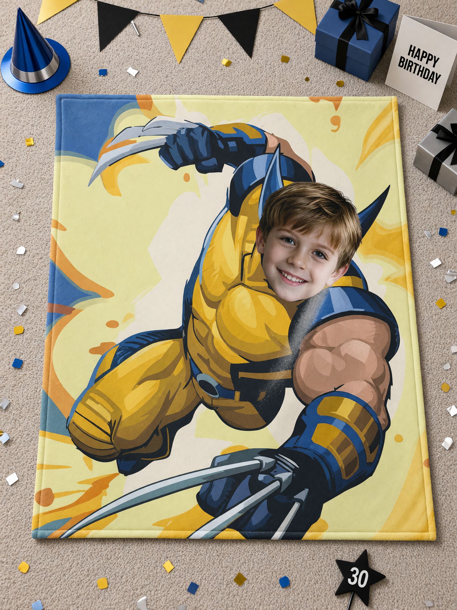 Custom Superhero Face Blanket, Personalized Comic Character Throw, Ultra Soft Flannel Fleece, Ideal Keepsake Gift