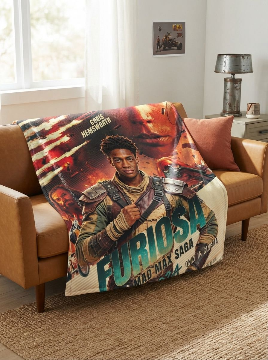Custom Photo Face Blanket Personalized Action Movie Poster Soft Flannel Fleece Throw Cozy Keepsake Gift for Bed and