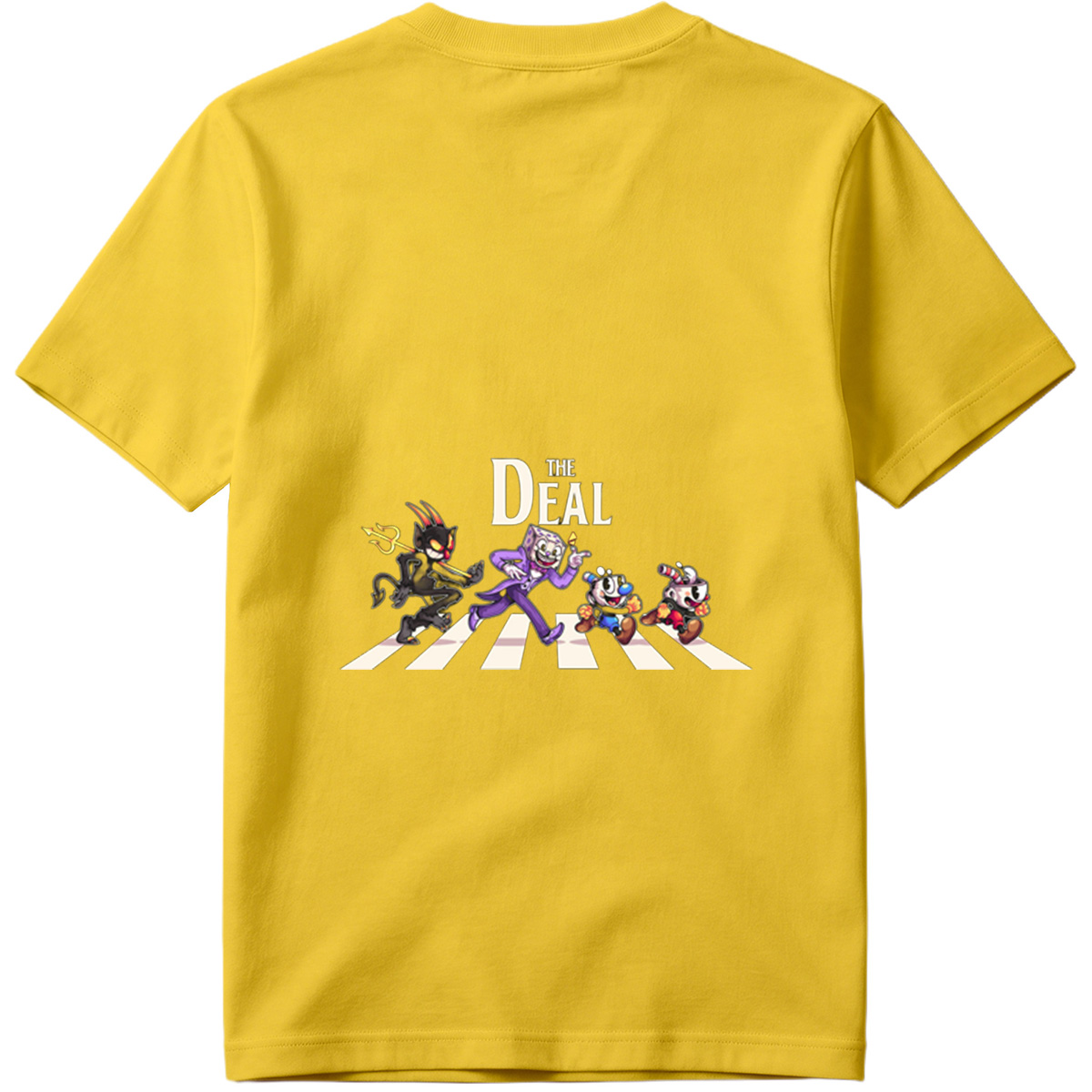 Cuphead, The Devil, and Mugman Crossing the Street – 
