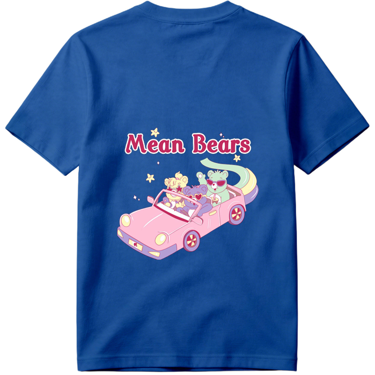 Mean Bears in a Pink Car with Three Cute Characters - Tee