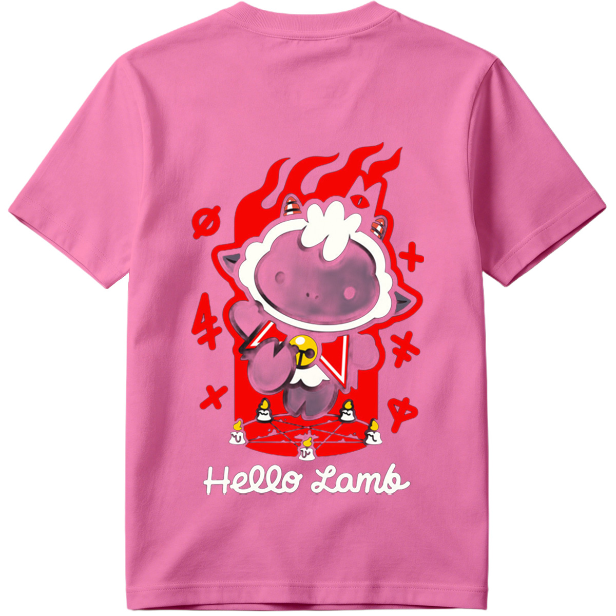 Hello Lamb: Dark Sheep with Flames and Ritual Symbols - Tee