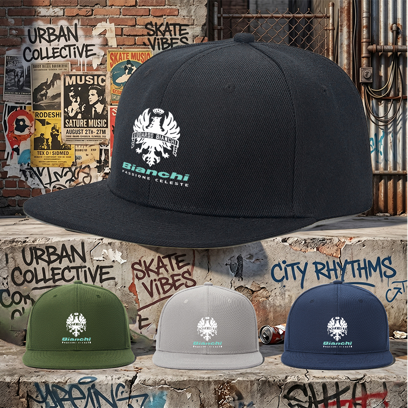 Flat Brim Baseball Cap Edoardo Bianchi Crest Logo Streetwear Underground Skate Style for Basketball Courts Skate Parks and Urban Exploration Skaters Rappers Streetwear Enthusiasts