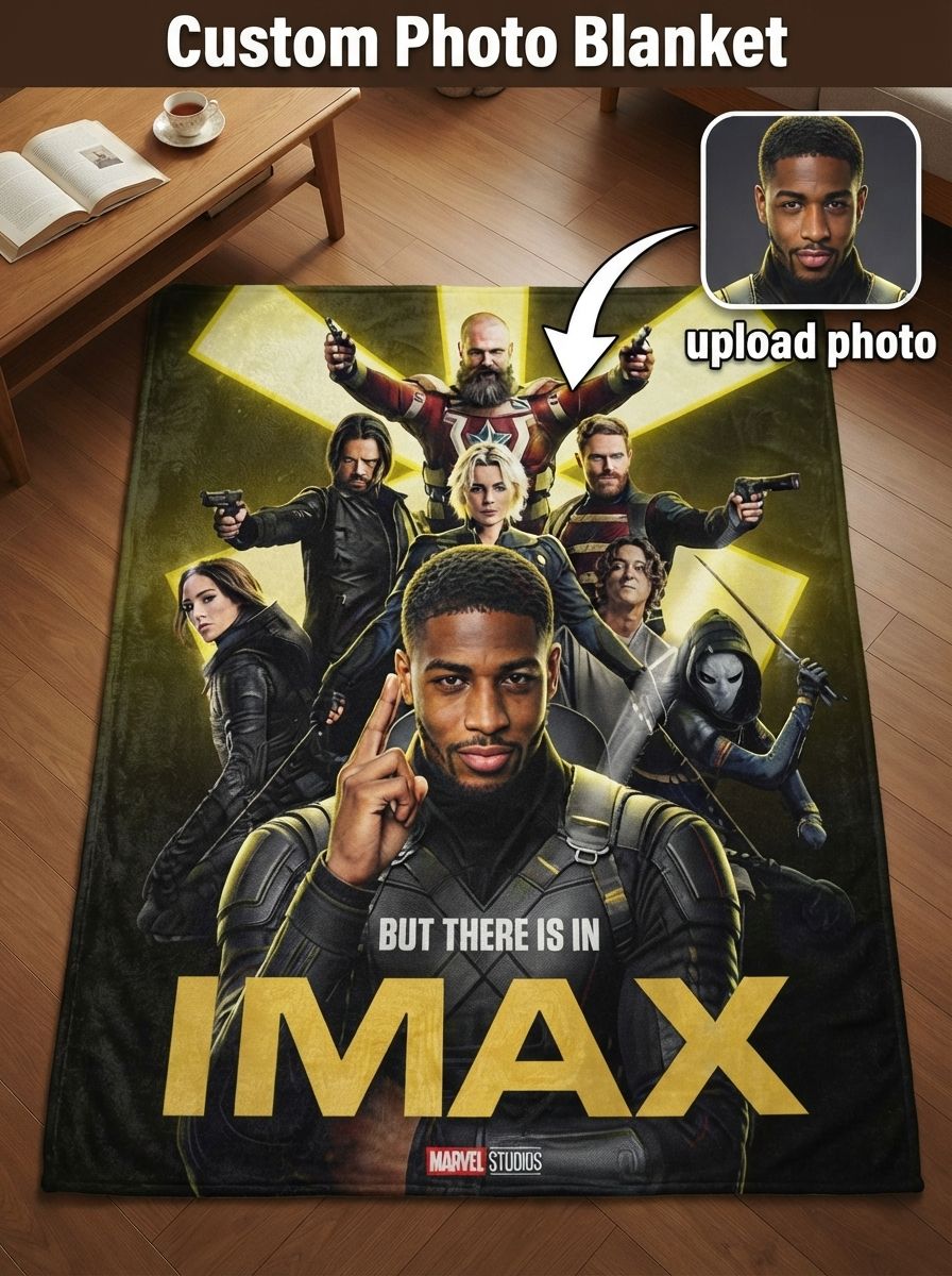 Custom Photo Superhero Flannel Fleece Blanket, Personalized Face Throw Blanket, Skin-Friendly Anti-Pilling Cozy Bed