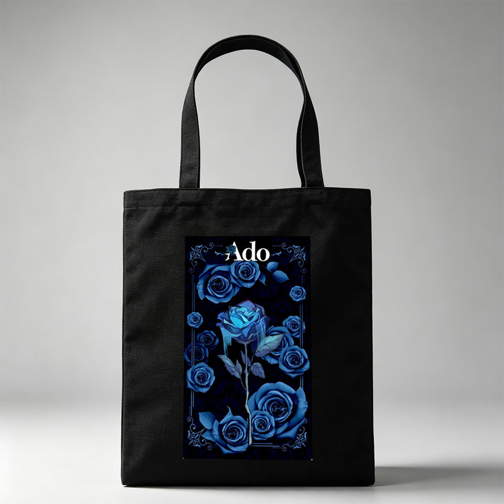 Ado Dark Blue Roses Artistic Floral Design - Canvas tote bags