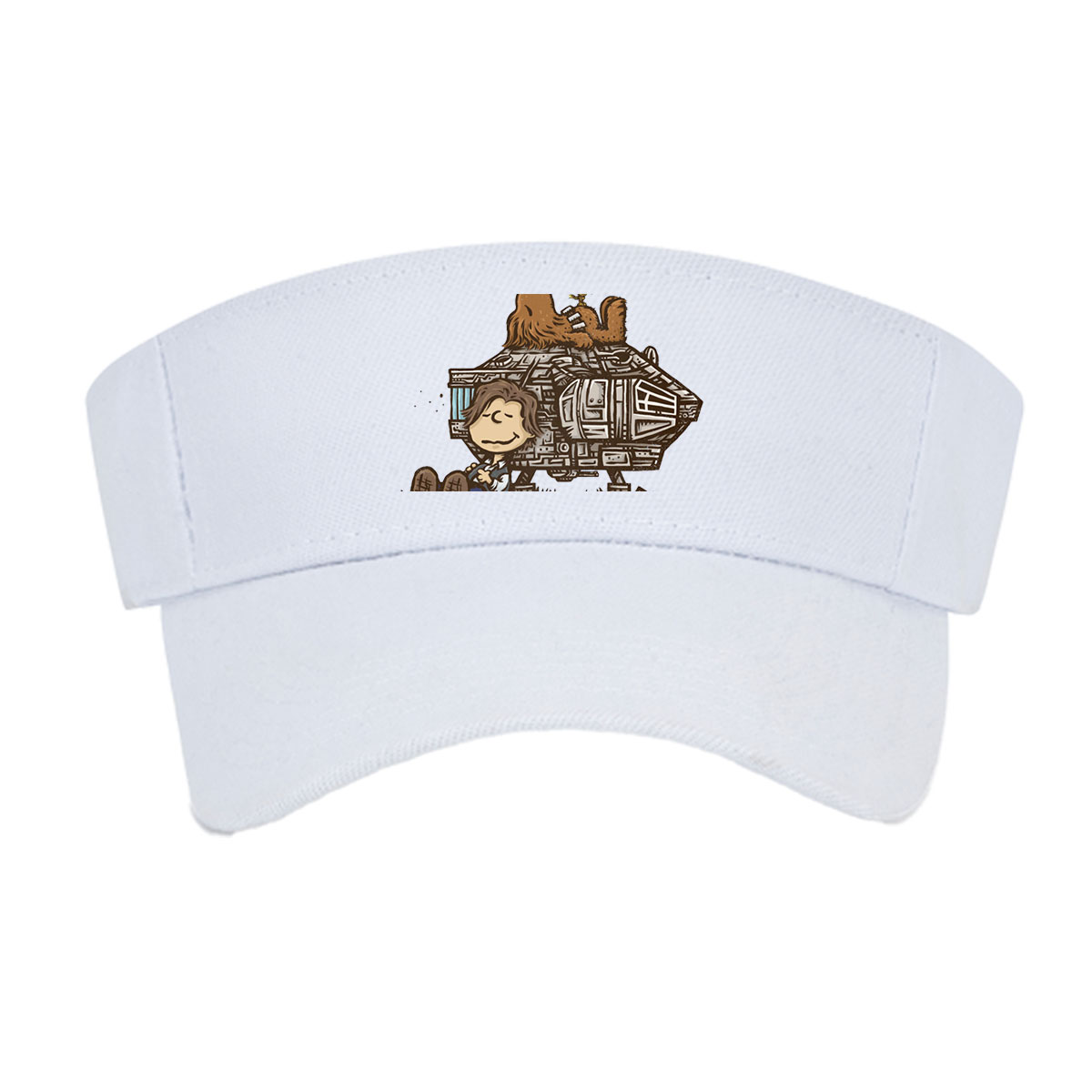 Luke Skywalker, Chewbacca, and C-3PO on a Millennium Falcon Cartoon -  Visor cap